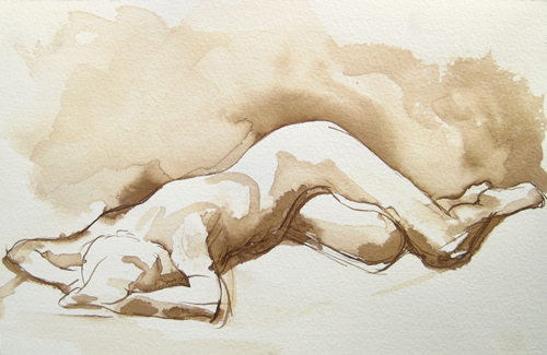 Figure Drawing, Walnut Ink on paper, ©Michelle Arnold Paine
