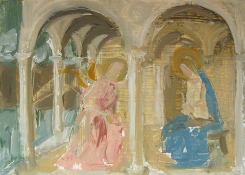 After Fra Angelico 1, Oil on matboard, 5" x 7" ©Michelle Arnold Paine 2011