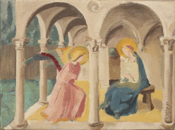 oil painting copy of Fra Angelico Annunciation from San Marco