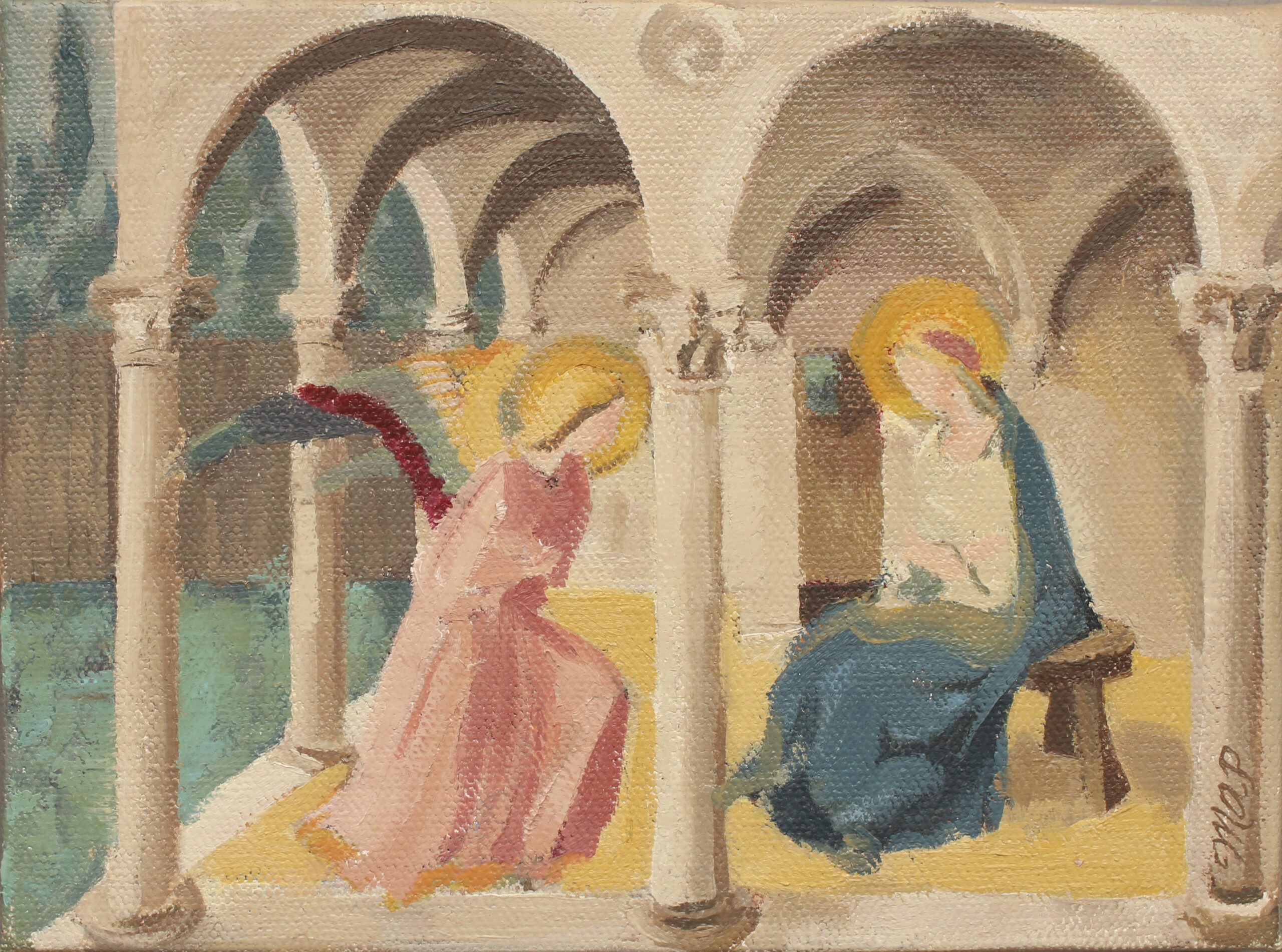 oil painting copy of Fra Angelico Annunciation from San Marco