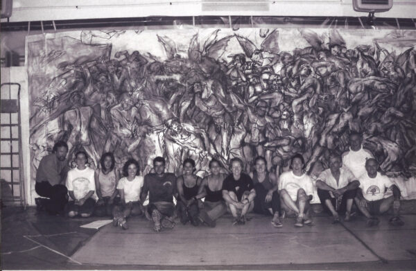 Drawing Marathon Group with life-size copy of Luca Signorelli's Damned in Hell