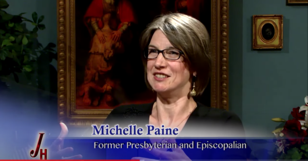 screenshot of EWTN TV show THe Journey Home with Guest Michelle Arnold Paine