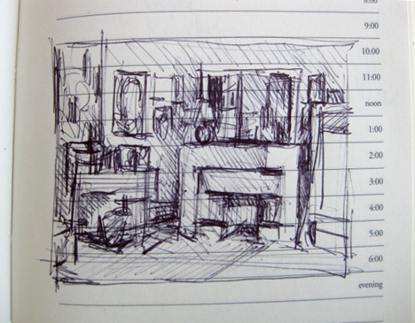 sketchbook study of vuillard's room