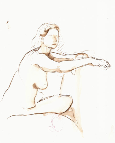 walnut ink figure drawing female figure