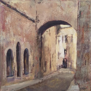 oil painting of medieval Italian archway by Michelle Arnold Paine