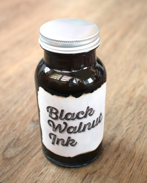 bottle of homemade walnut ink