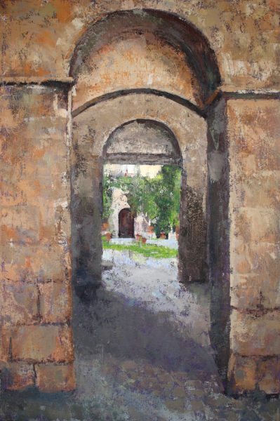Italian Medieval Courtyard oil painting by Michelle Arnold Paine