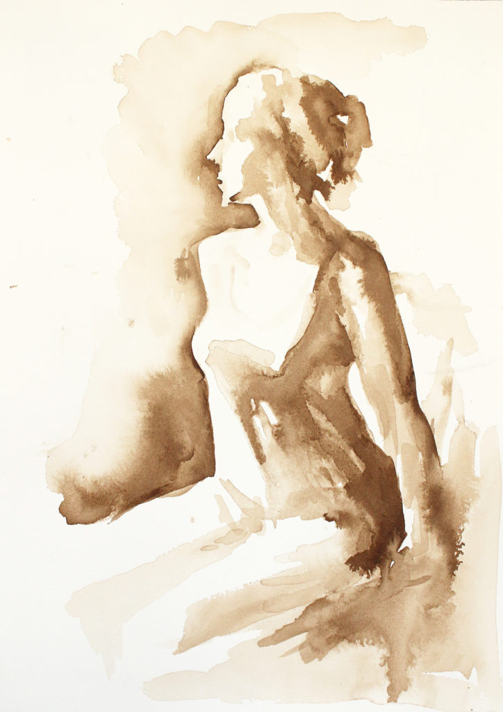 Walnut Ink Figure Drawing Virgin Mary