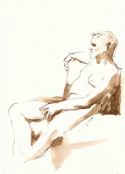 male nude ink drawing