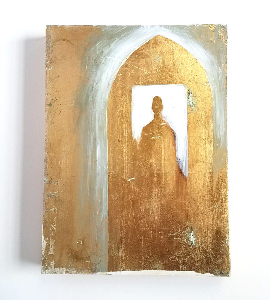 gold mixed media painting contemporary icon