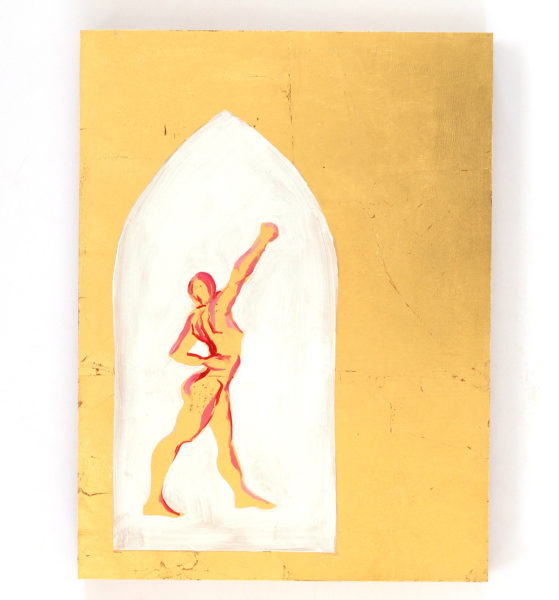 female figure white arch gold background painting by Michelle Arnold Paine
