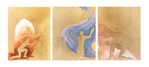 Triptych of Gold Silhouette Paintings "Christ Sightings"