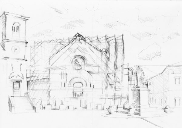 Basilica Nursia Scaffolding Drawing