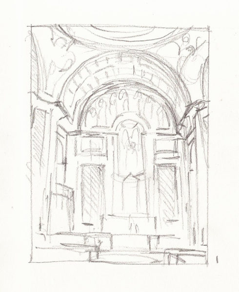 St. Matthew's Cathedral DC Pencil Drawing 1