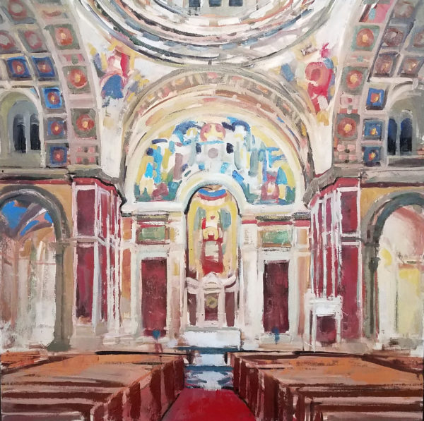 Early Stages of Commissioned Oil Painting of Saint Matthew's Cathedral in Washington DC ©Michelle Arnold Paine 2021