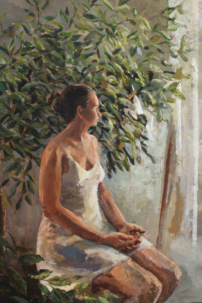 oil painting of Mary and the stump of jesse