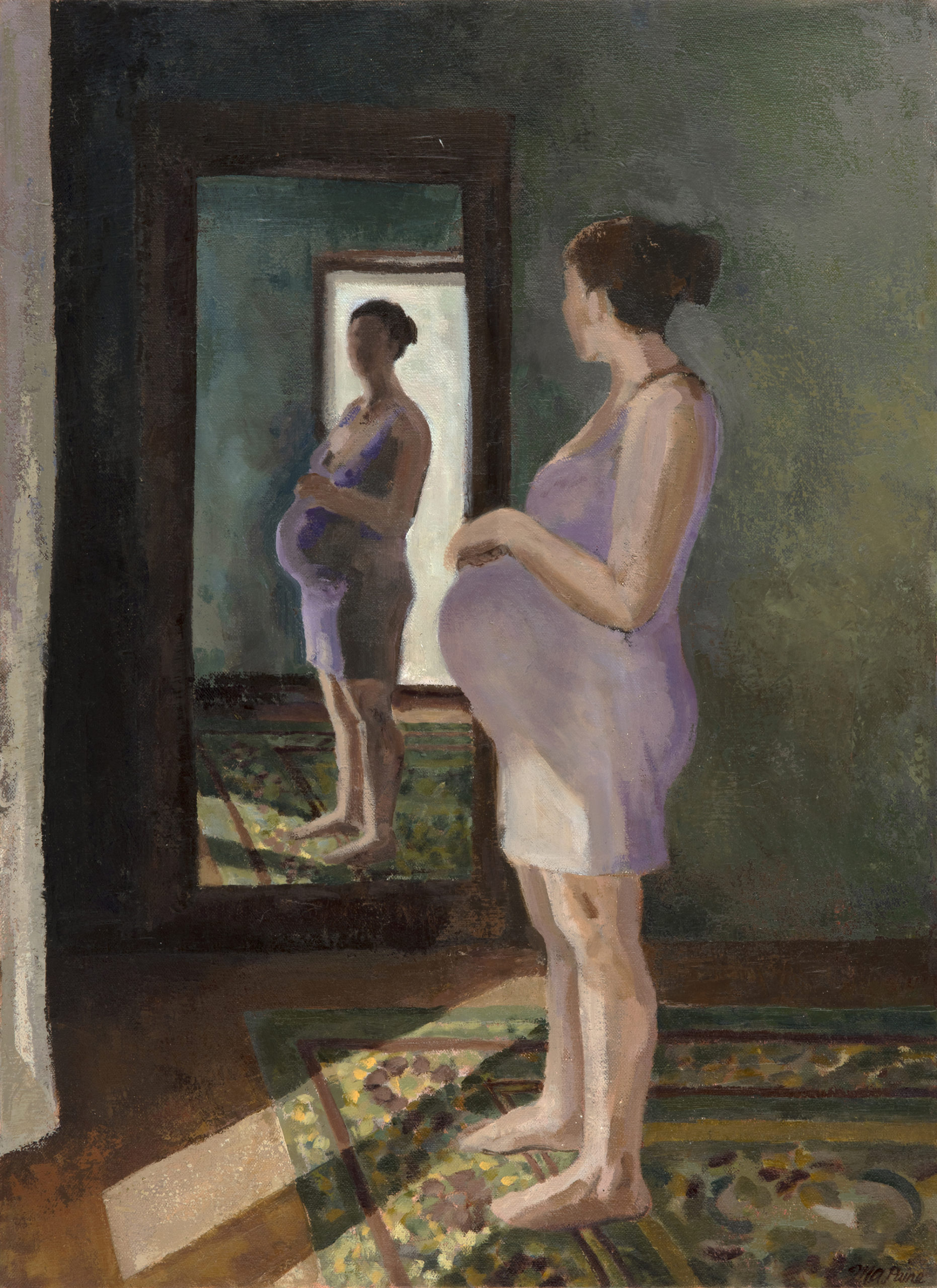 painting by Michelle Arnold Paine of pregnant woman in front of a mirror entitled "Imago Dei"