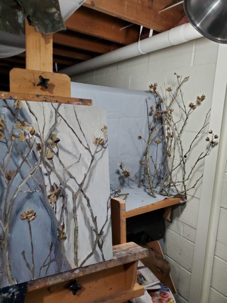 Photo of Still Life of Branches Set up and Work in Progress 