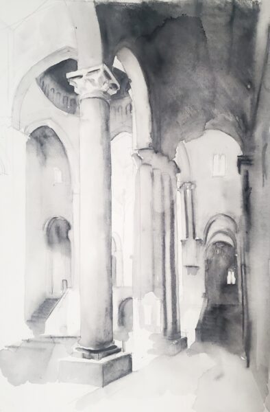 In progress drawing of Santa Maria della Pieve
