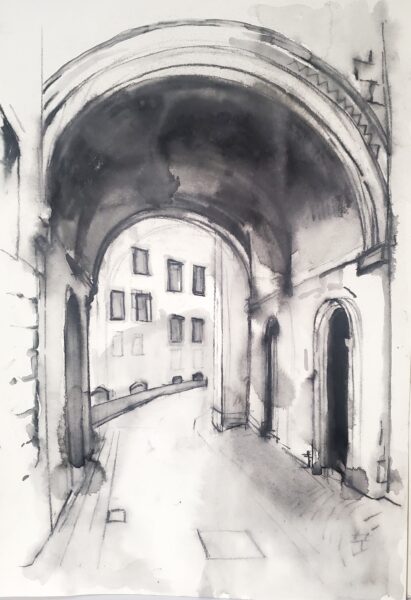 Graphite drawing of Italian Streets